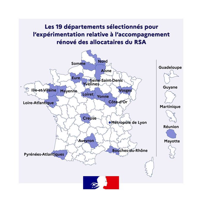 RSA France 2023 : 19 départements retenus pour expérimentation