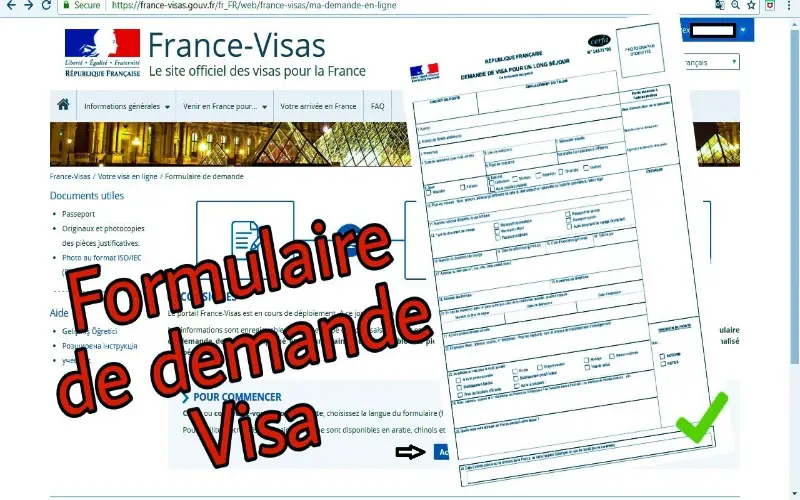 Le formulaire de demande de visa pour la France