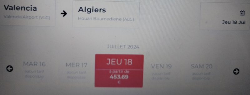أسعار رحلات "فالنسيا الجزائر"